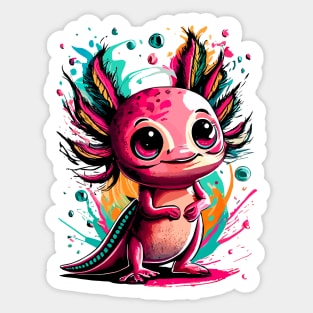 Axolotl Colourful - Cute Axolotl Sticker